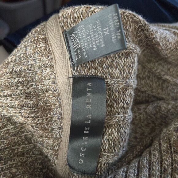 Oscar De La  Renta 1/4 Zip Heathered Sweater Size XL Long Sleeve Cotton Blend - Picture 6 of 9